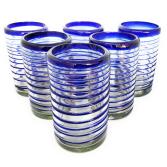 Cobalt Blue Spiral 14 oz Drinking Glasses (set of 6)